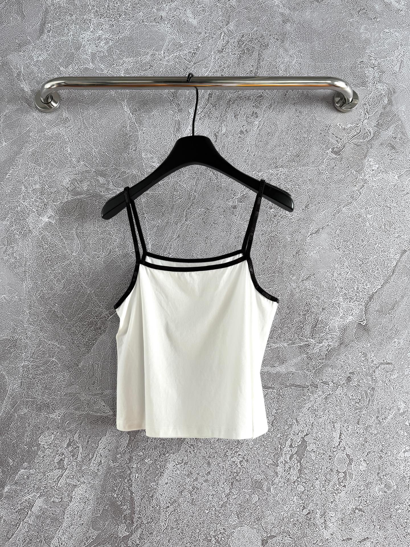 Celine 25 Beaded Camisole White and Black Cotton