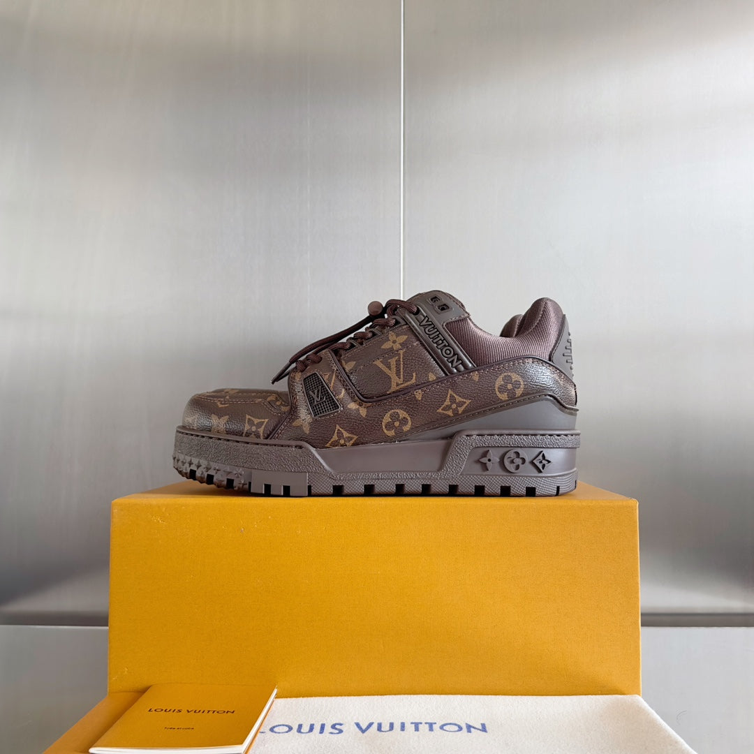 LV Trainer Maxi Sneaker 40mm Dark Brown Monogram Cowhide