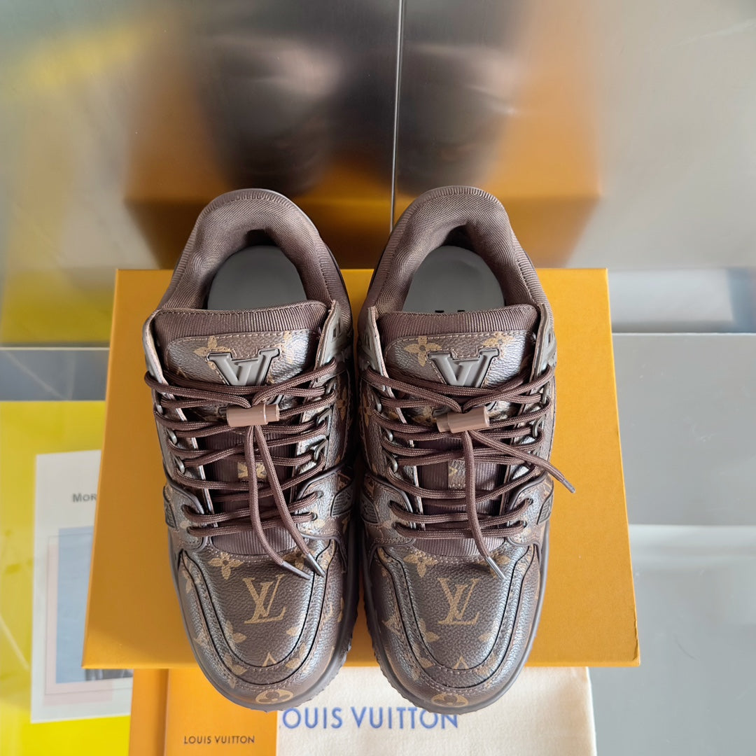 LV Trainer Maxi Sneaker 40mm Dark Brown Monogram Cowhide