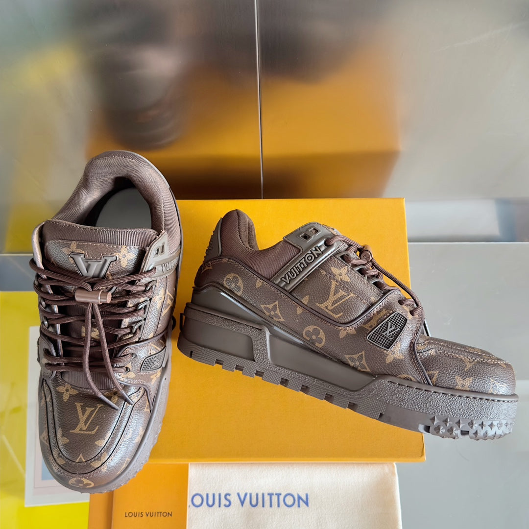 LV Trainer Maxi Sneaker 40mm Dark Brown Monogram Cowhide