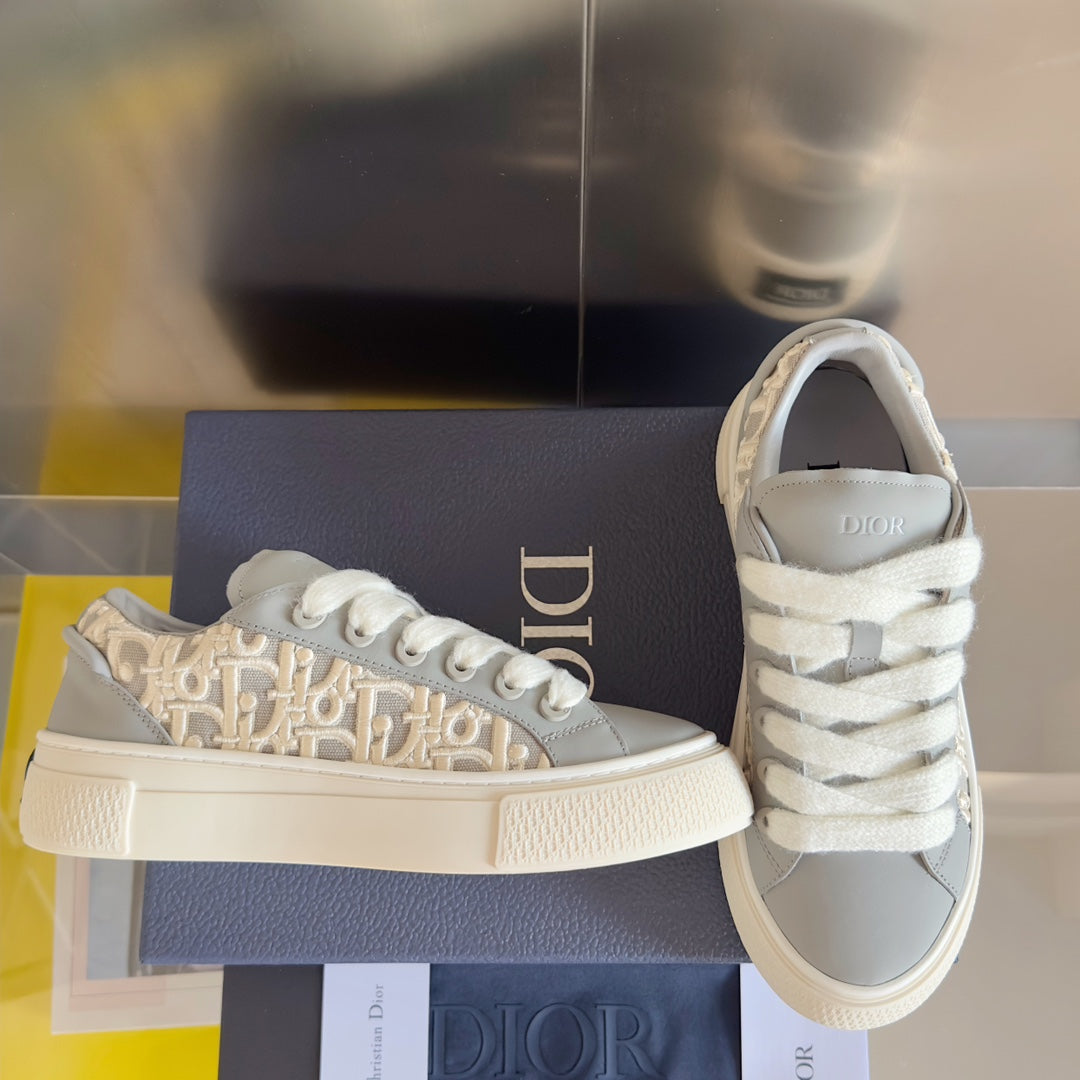 CD B33 Sneaker - Limited And Numbered Edition 40mm Grey Oblique Jacquard And Cowhide