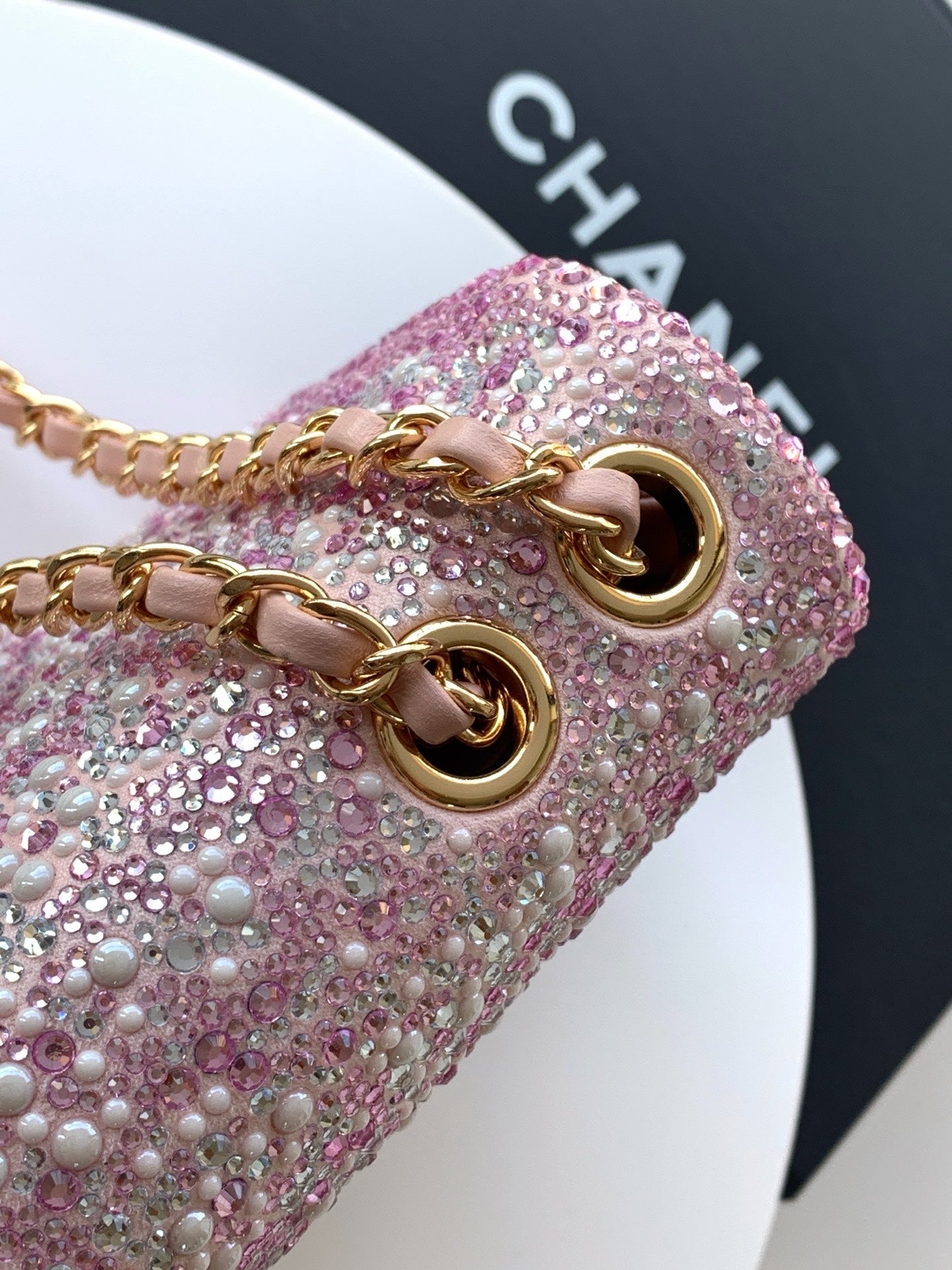 Chanel 2026 Flap Bag 20cm Pink Sequin Leather 348828
