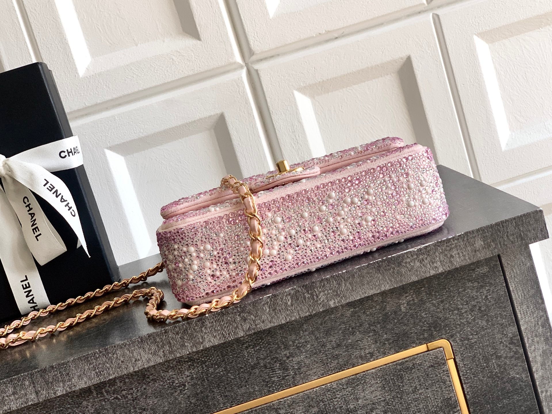 Chanel 2026 Flap Bag 20cm Pink Sequin Leather 348828