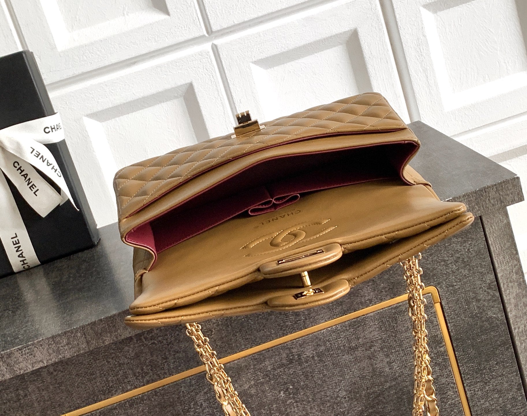 Chanel 2026 Double Flap 2.55 Bag 25.5cm Tan Quilted Lambskin