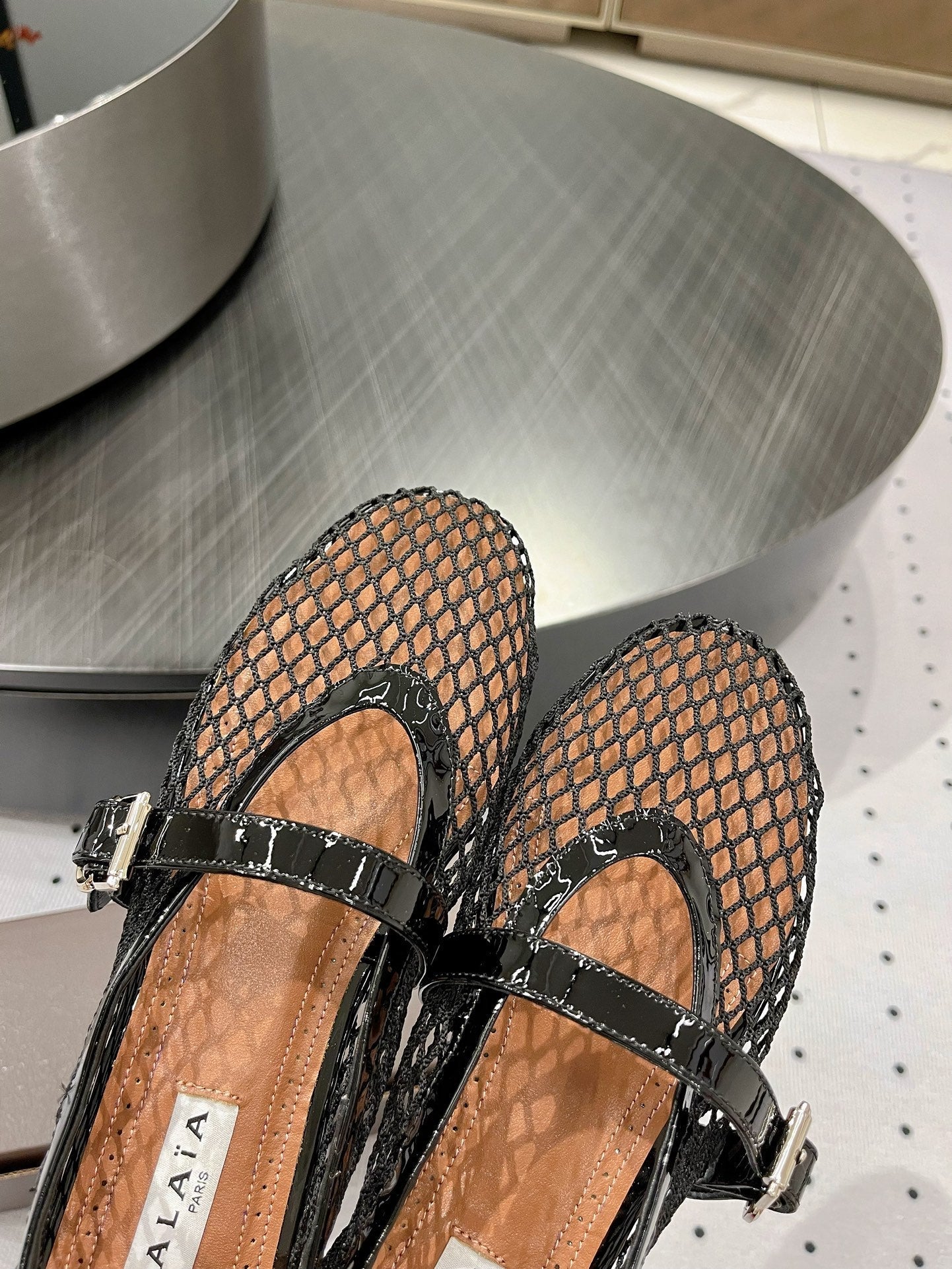 alaia ballet flat fishnet lambskin