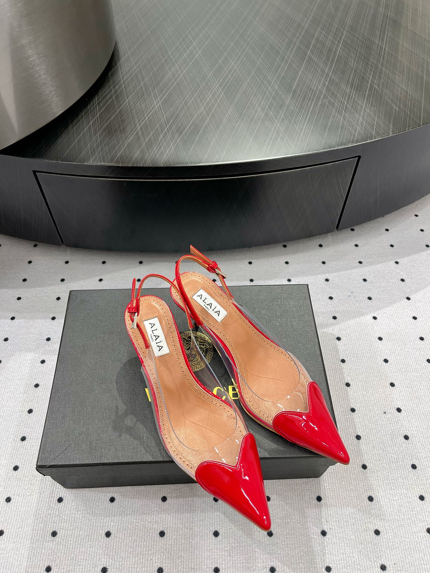 Alaila Le CÅ“ur Slingbacks 60mm In Red Glossy Lambskin 954825