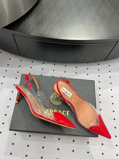 Alaila Le CÅ“ur Slingbacks 60mm In Red Glossy Lambskin 954825