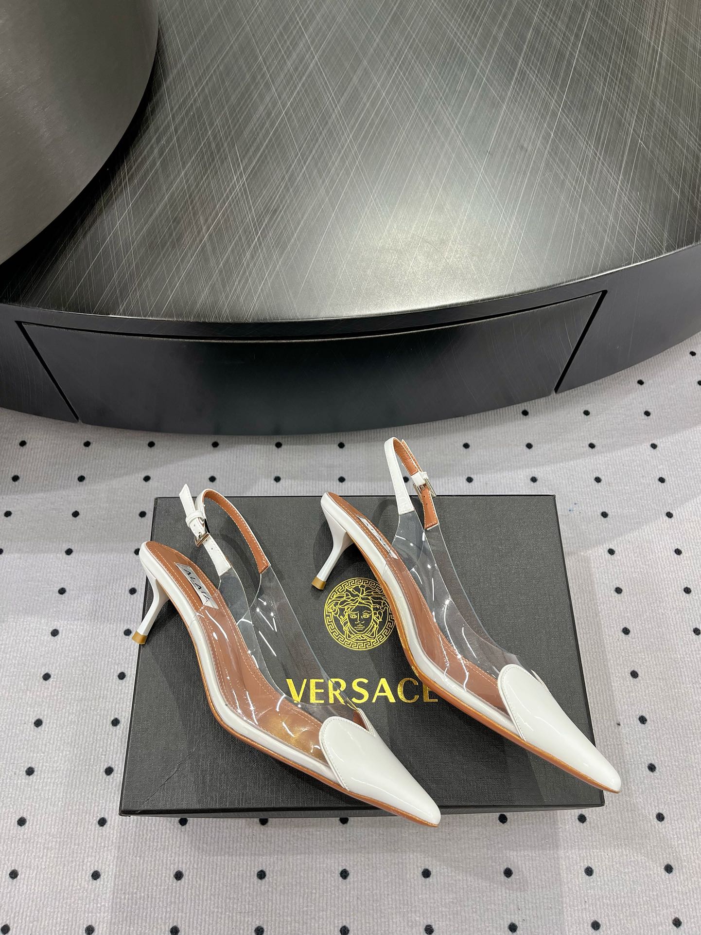 Alaila Le CÅ“ur Slingbacks 60mm In White Glossy Lambskin 954827