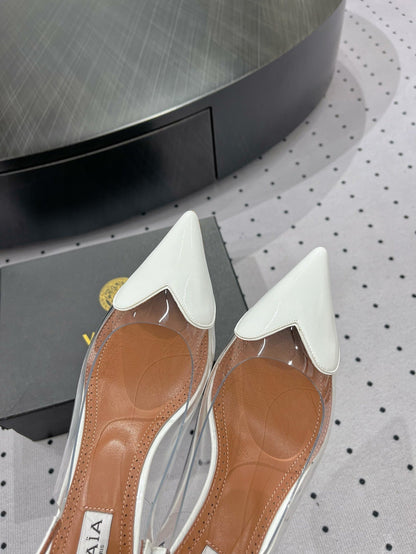 Alaila Le CÅ“ur Slingbacks 60mm In White Glossy Lambskin 954827