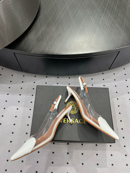 Alaila Le CÅ“ur Slingbacks 60mm In White Glossy Lambskin 954827