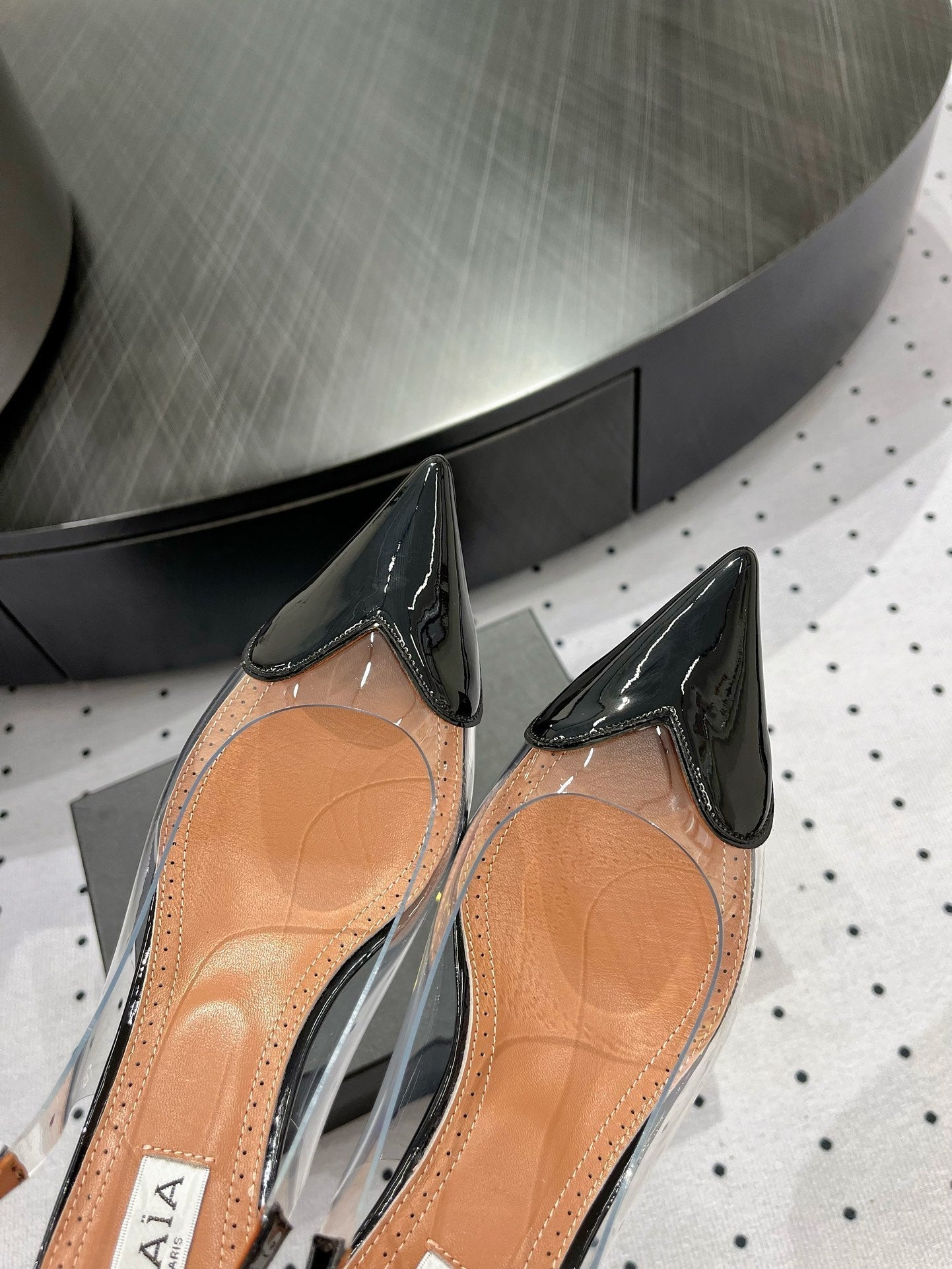 Alaila Le CÅ“ur Slingbacks 60mm In Black Glossy Lambskin 954833