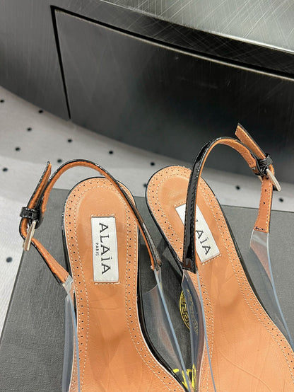 Alaila Le CÅ“ur Slingbacks 60mm In Black Glossy Lambskin 954833