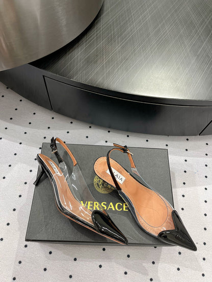 Alaila Le CÅ“ur Slingbacks 60mm In Black Glossy Lambskin 954833
