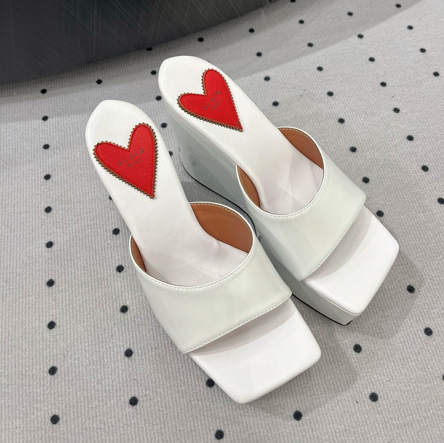 Alaila High Sandal 115mm In White Glossy Lambskin 954874