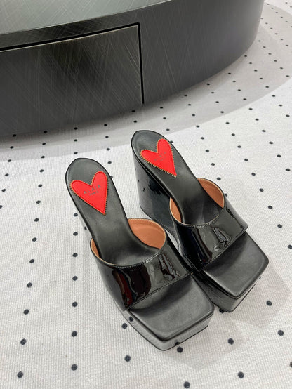 Alaila High Sandal 115mm In Black Glossy Lambskin 954878