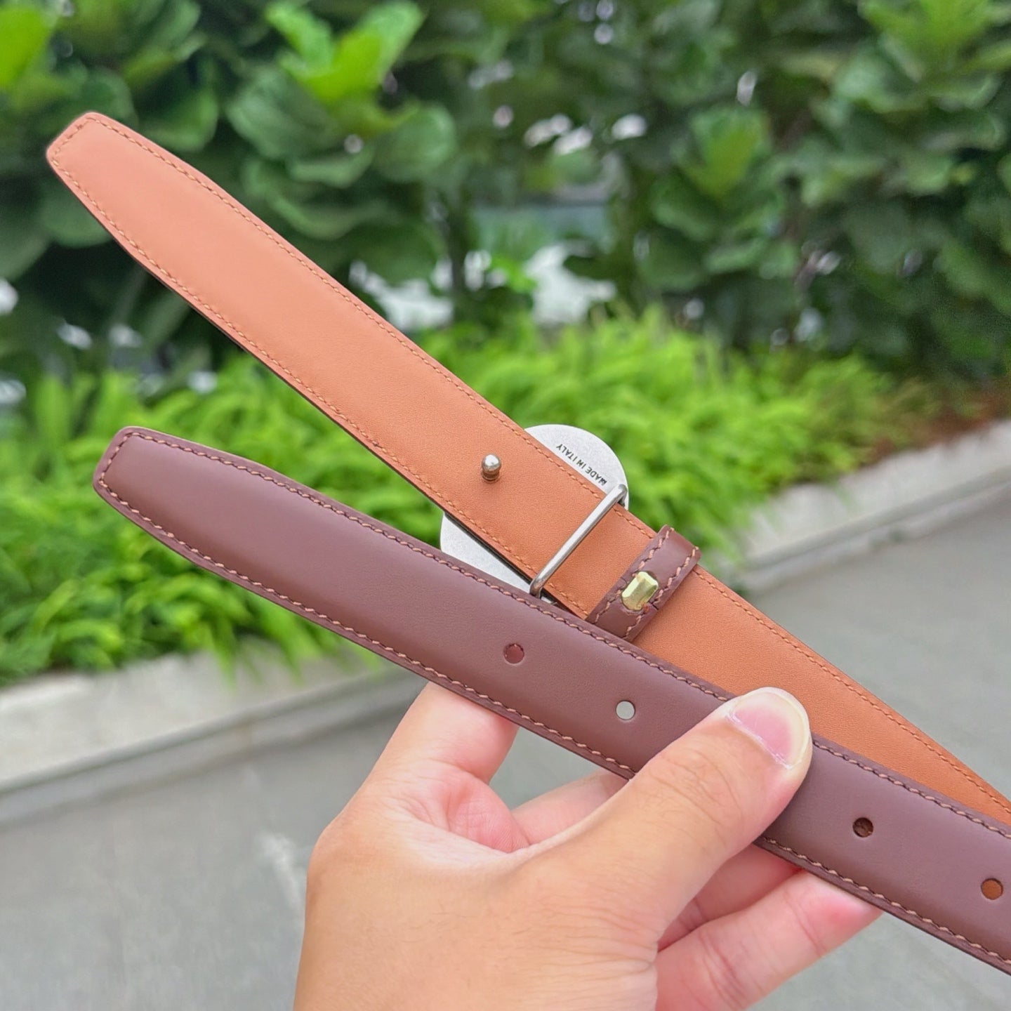 Celine 2026 Double-sided Belt 2.5cm Cowhide Gold Silver Buckle