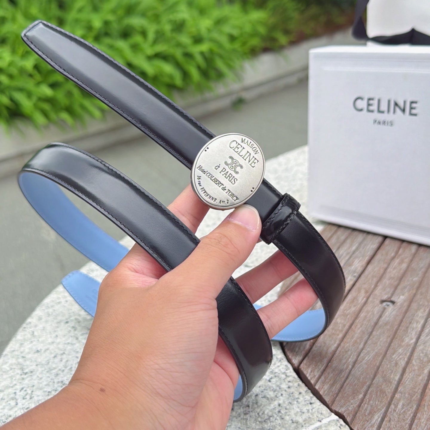 Celine 2026 Double-sided Belt 2.5cm Cowhide Gold Buckle