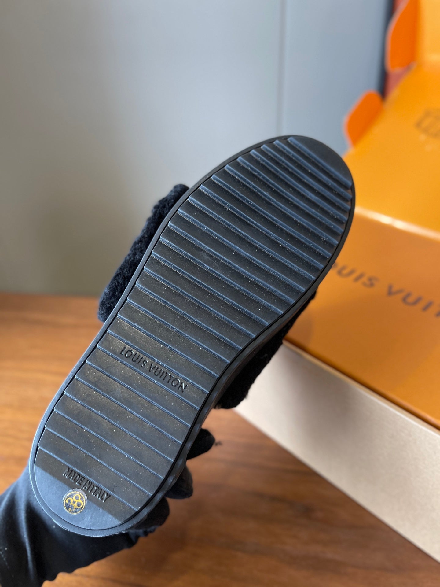 LV 26s Platform Sneakers Black Suede Wool 621158