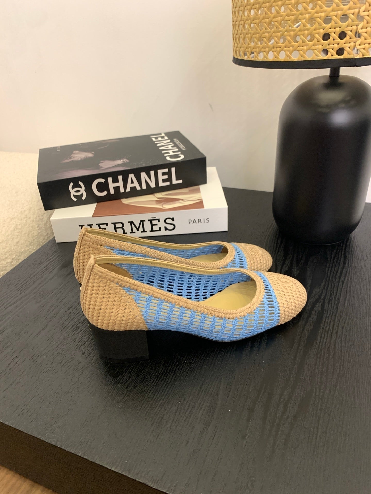 CC 25p Ballet Heel 50mm Blue Beige Raffia