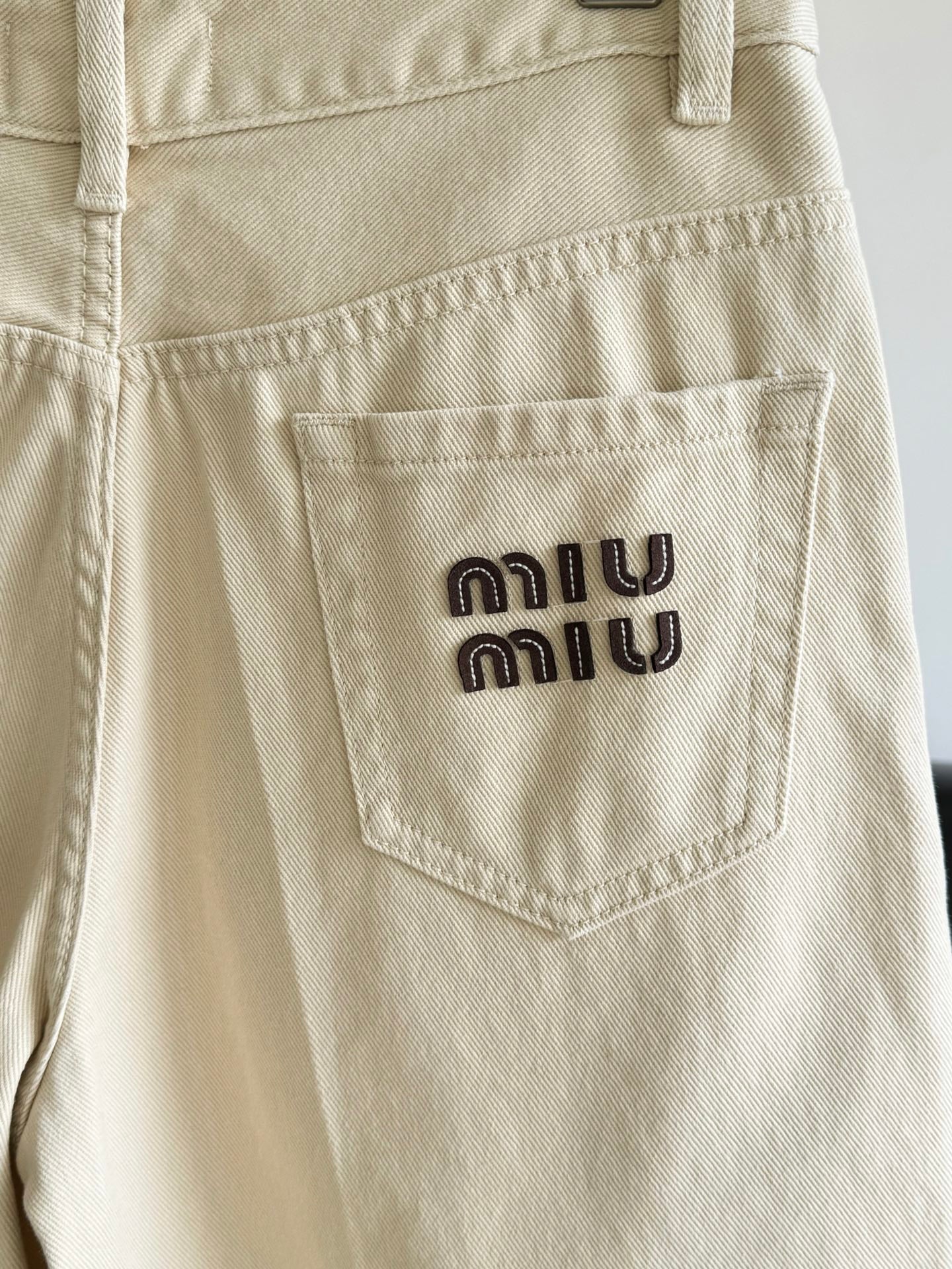 MiuMiu 2026 Denim Shorts Beige Cotton 635724