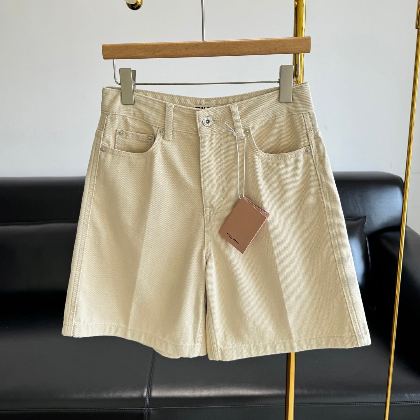 MiuMiu 2026 Denim Shorts Beige Cotton 635724