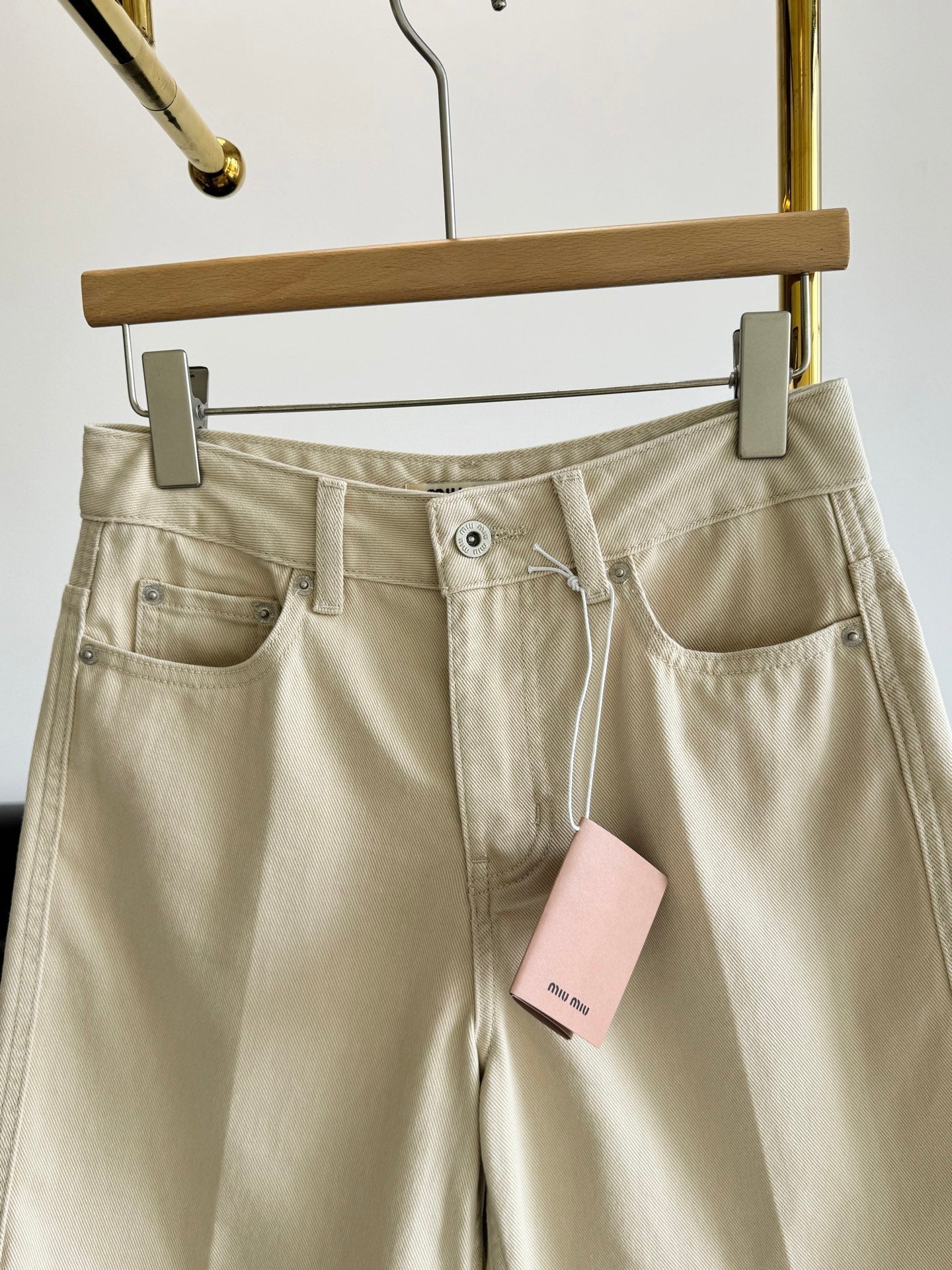 MiuMiu 2026 Denim Shorts Beige Cotton 635724
