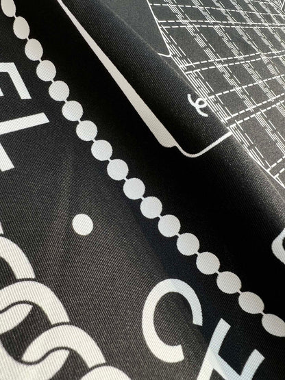 CC Square Scarf 90 CM In Black Mix White Silk 288728