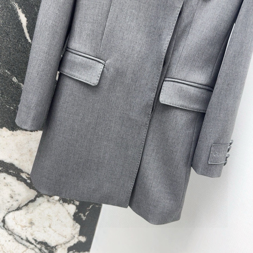 Gucci Suit Jacket Gray Polyester Fiber
