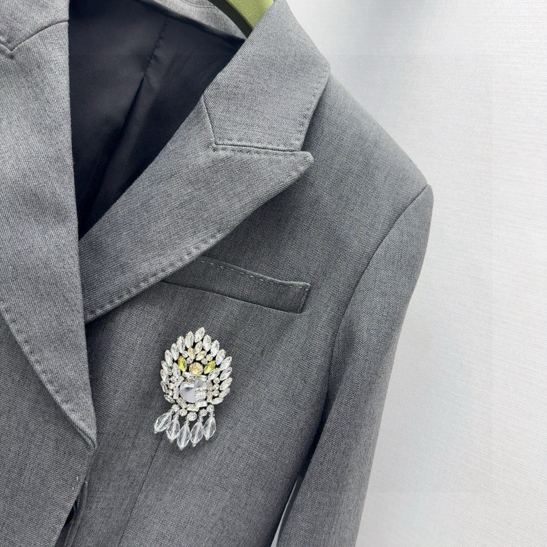 Gucci Suit Jacket Gray Polyester Fiber