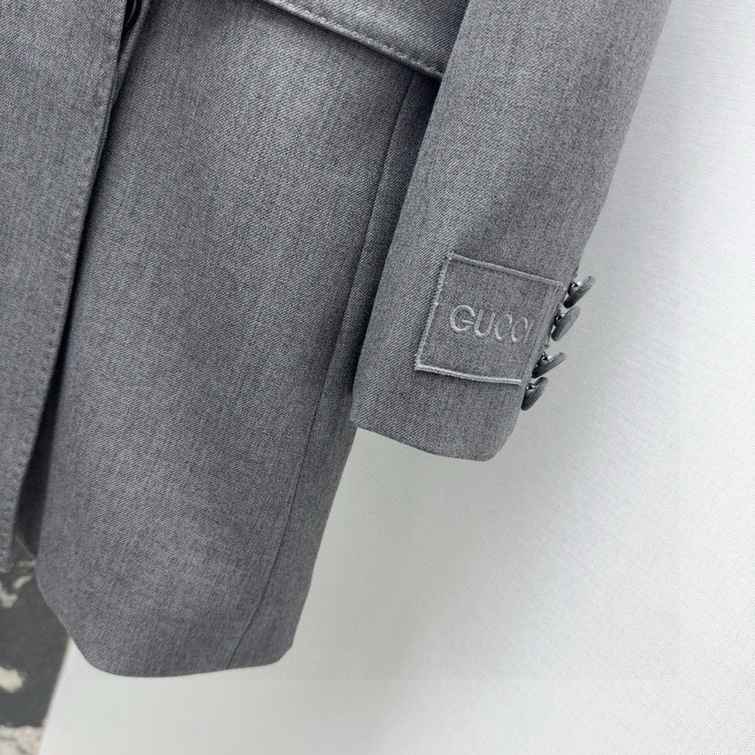 Gucci Suit Jacket Gray Polyester Fiber