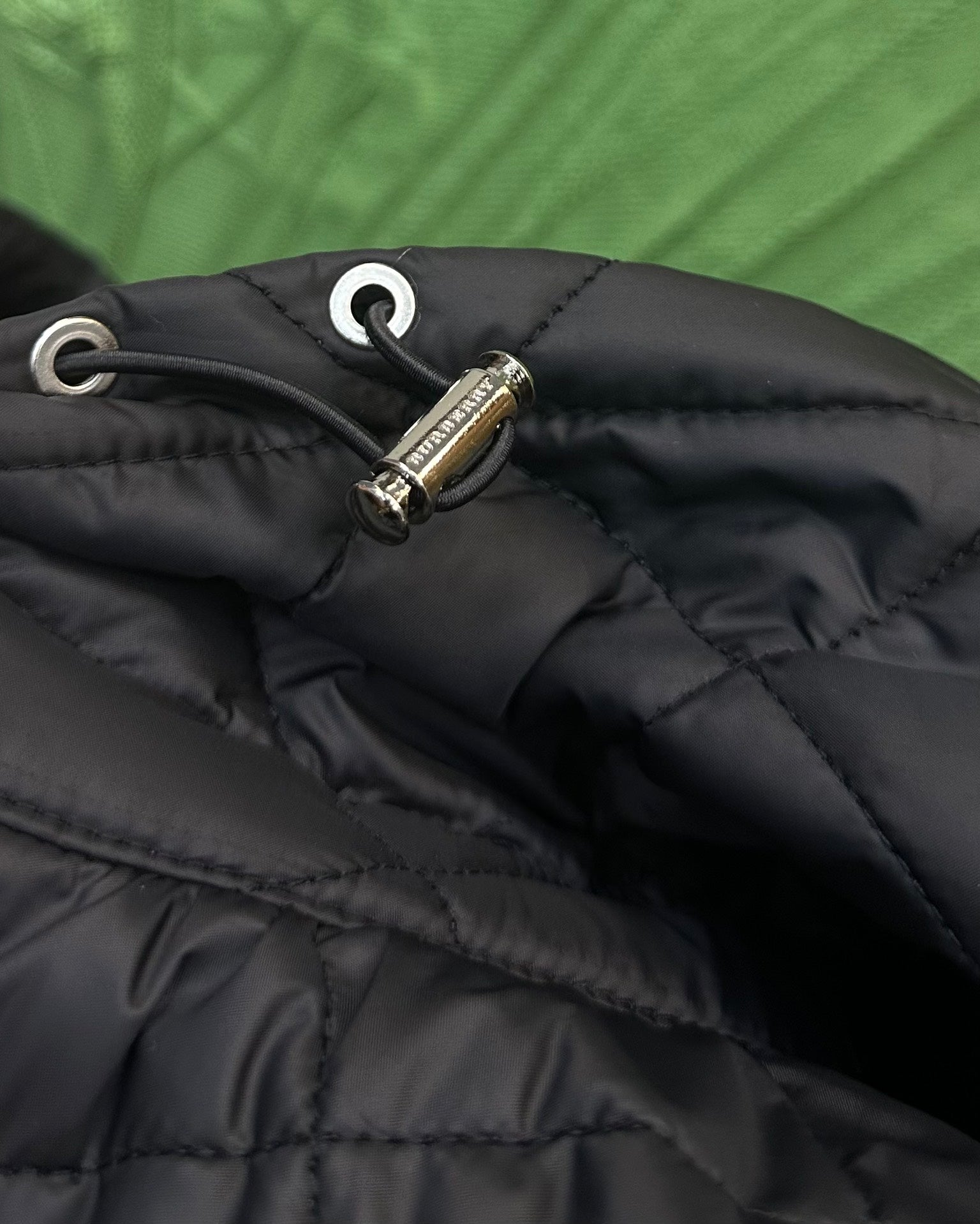 Burberry 25 Quilted  Hooded Long Coat Black Polyester Cotton