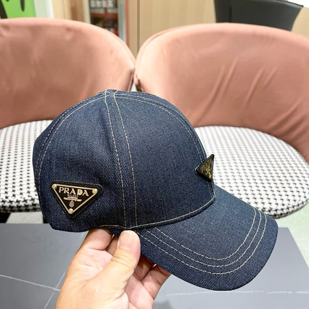 Prada Baseball Cap Blue Cotton 219147