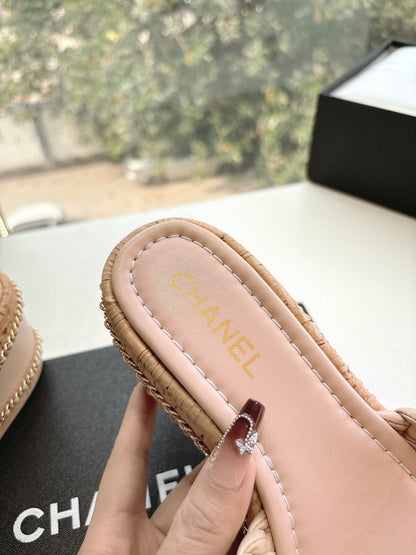 CC Sandals Pink original braided 6cm lambskin 202890