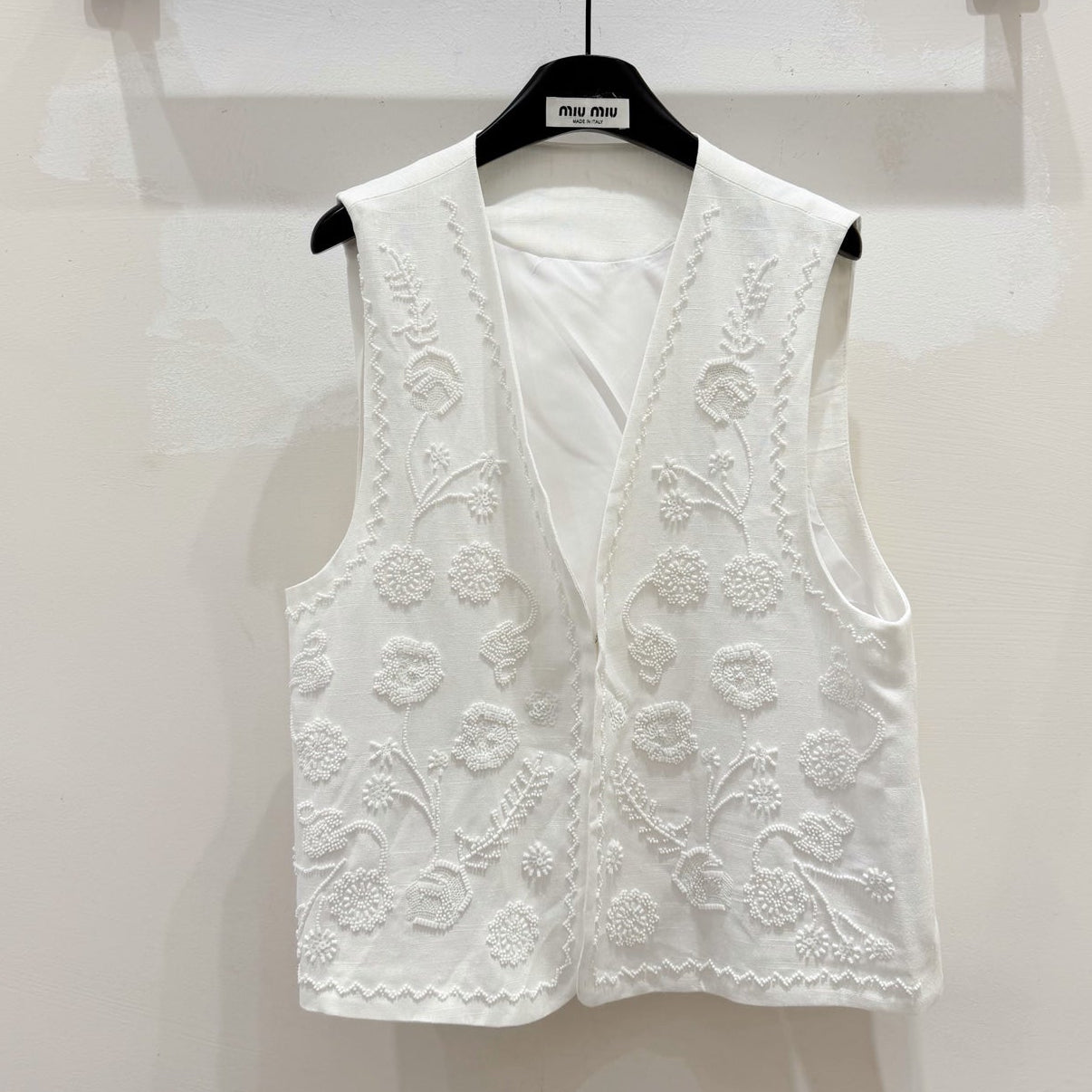Miumiu 2026 Vest With Double-sided Floral Pattern White Cotton