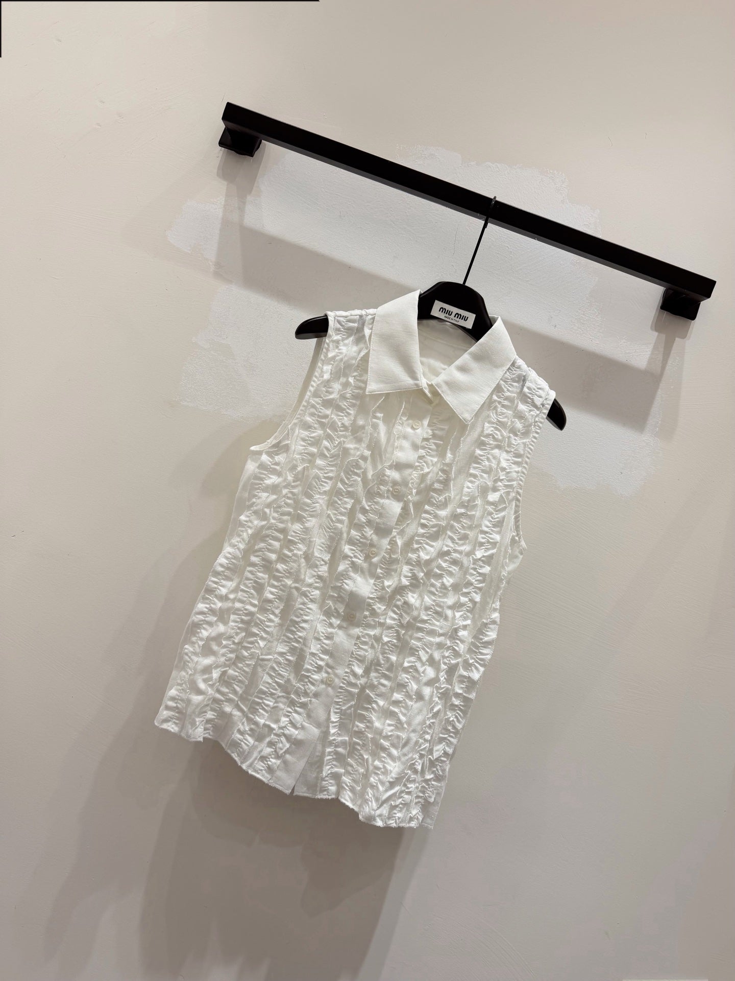 Miumiu 2026 Ruffled Vest White Cotton
