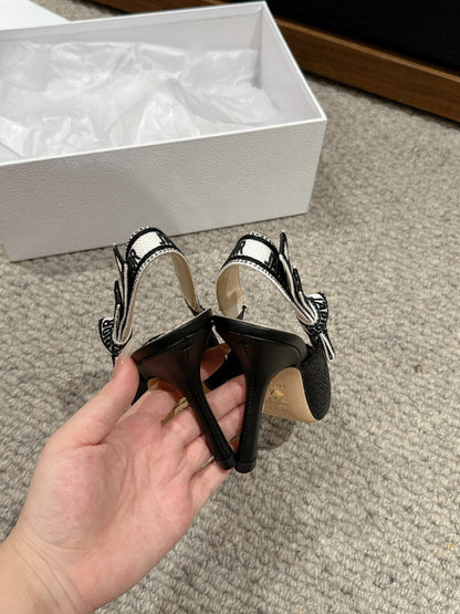 cd slingback 100 black raffia lambskin