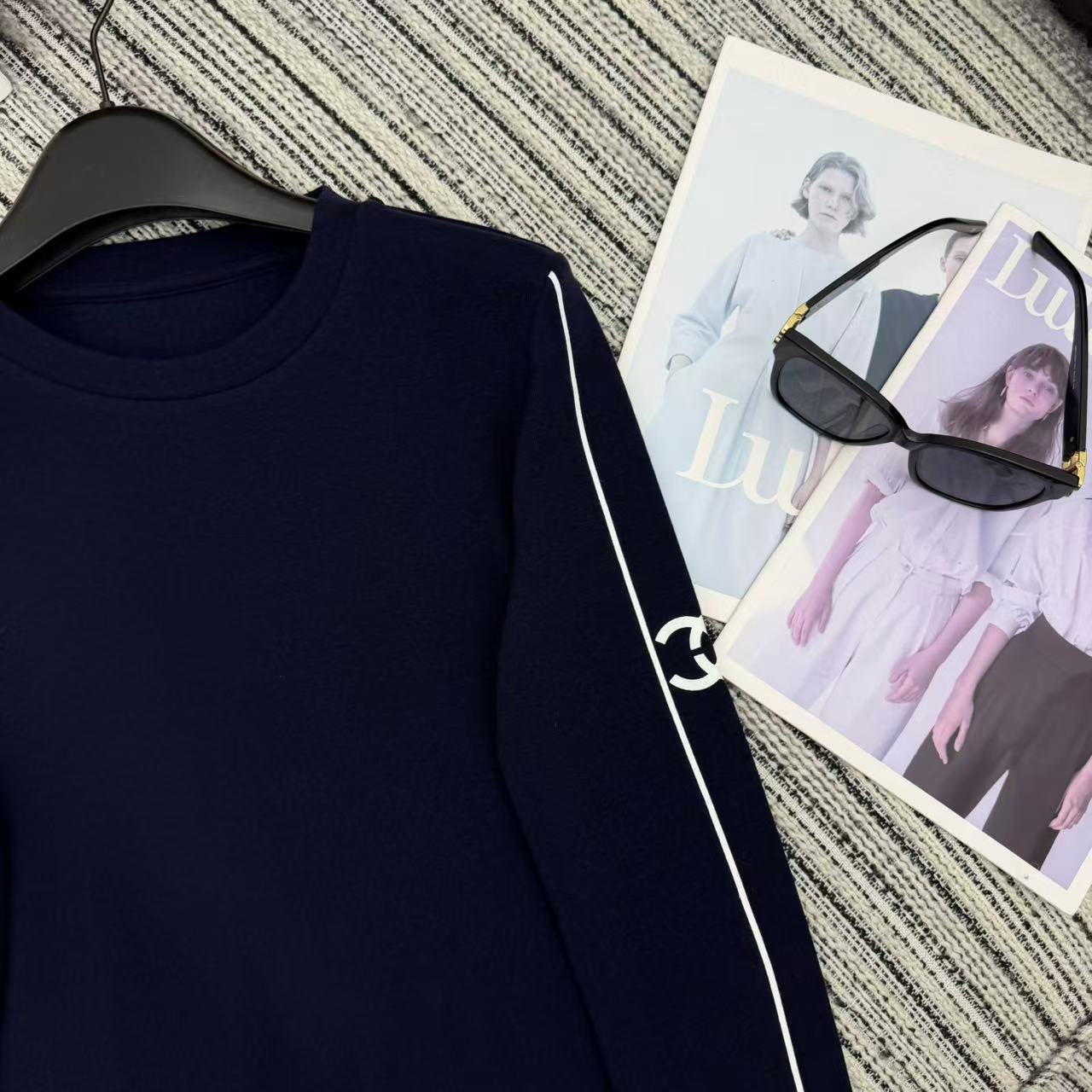 Chanel 2025 Long-sleeved Top Blue Cotton 318956