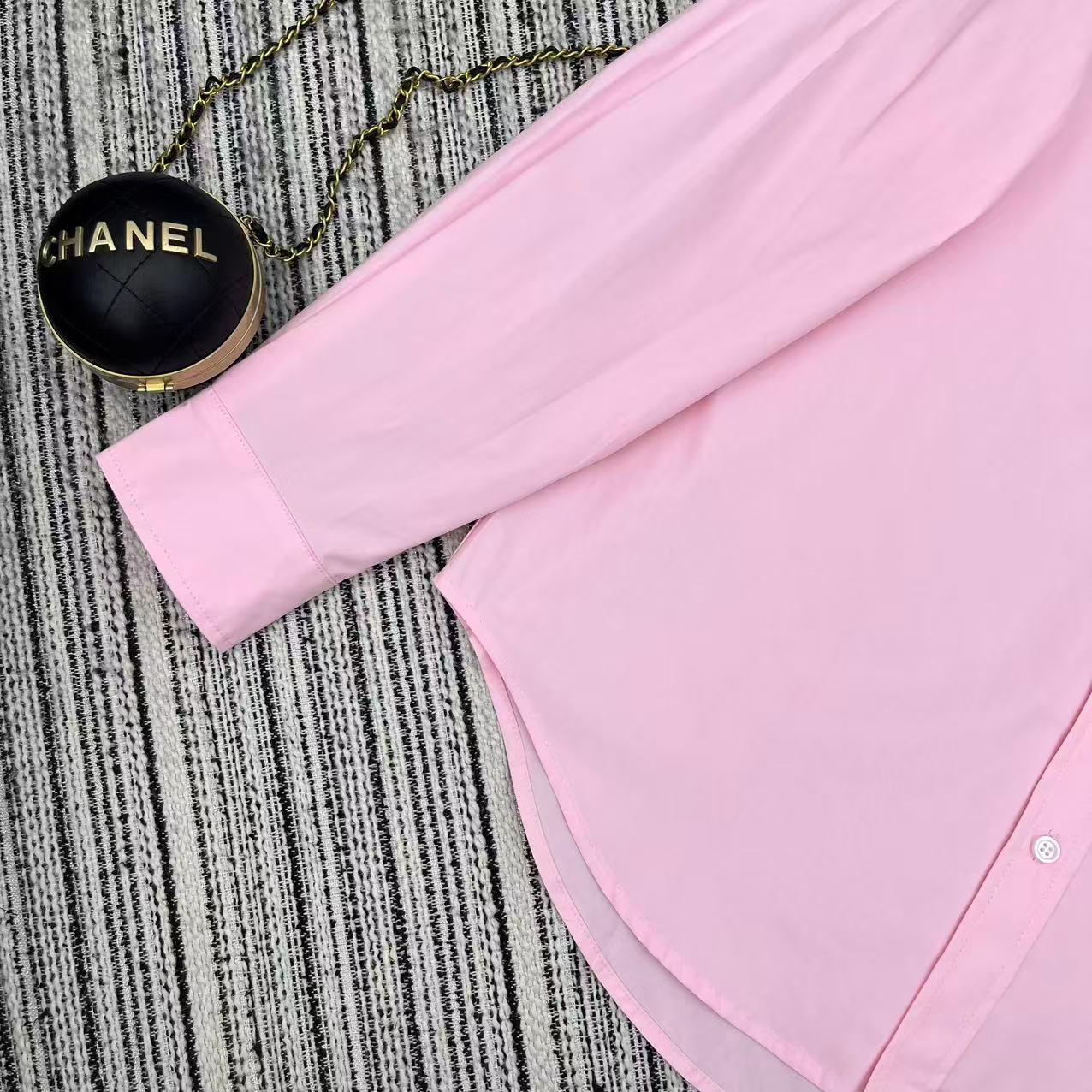 Miu Miu 2026 Long-sleeved Shirt Pink White Cotton