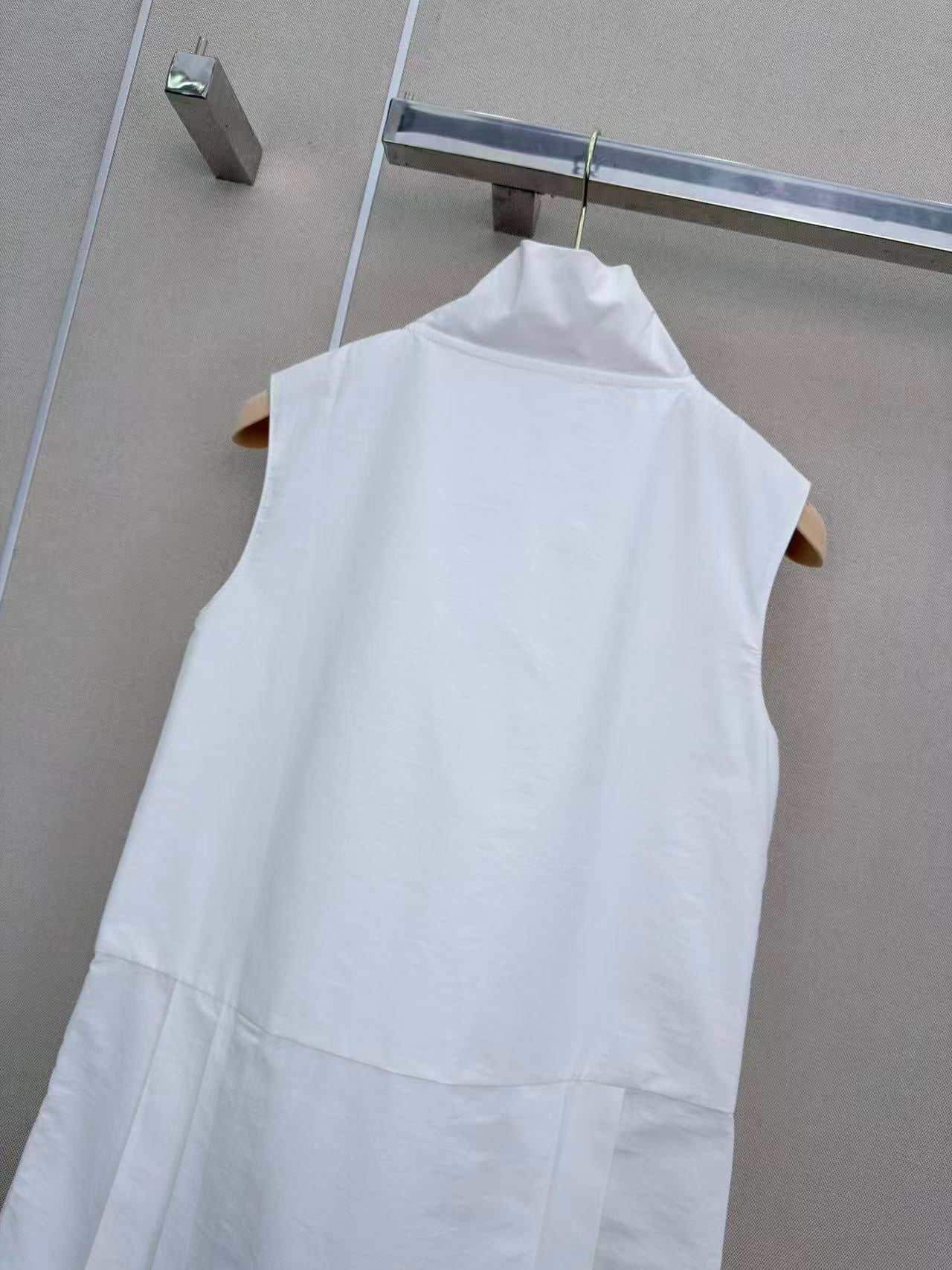 Miumiu 2026 Sleeveless Shirt Dress White Cotton 335323