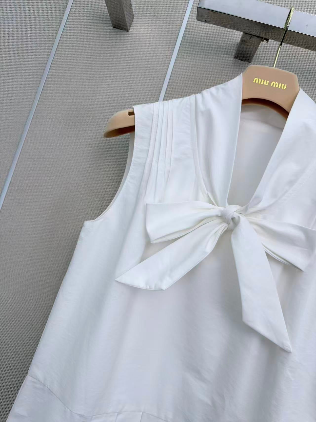 Miumiu 2026 Sleeveless Shirt Dress White Cotton 335323