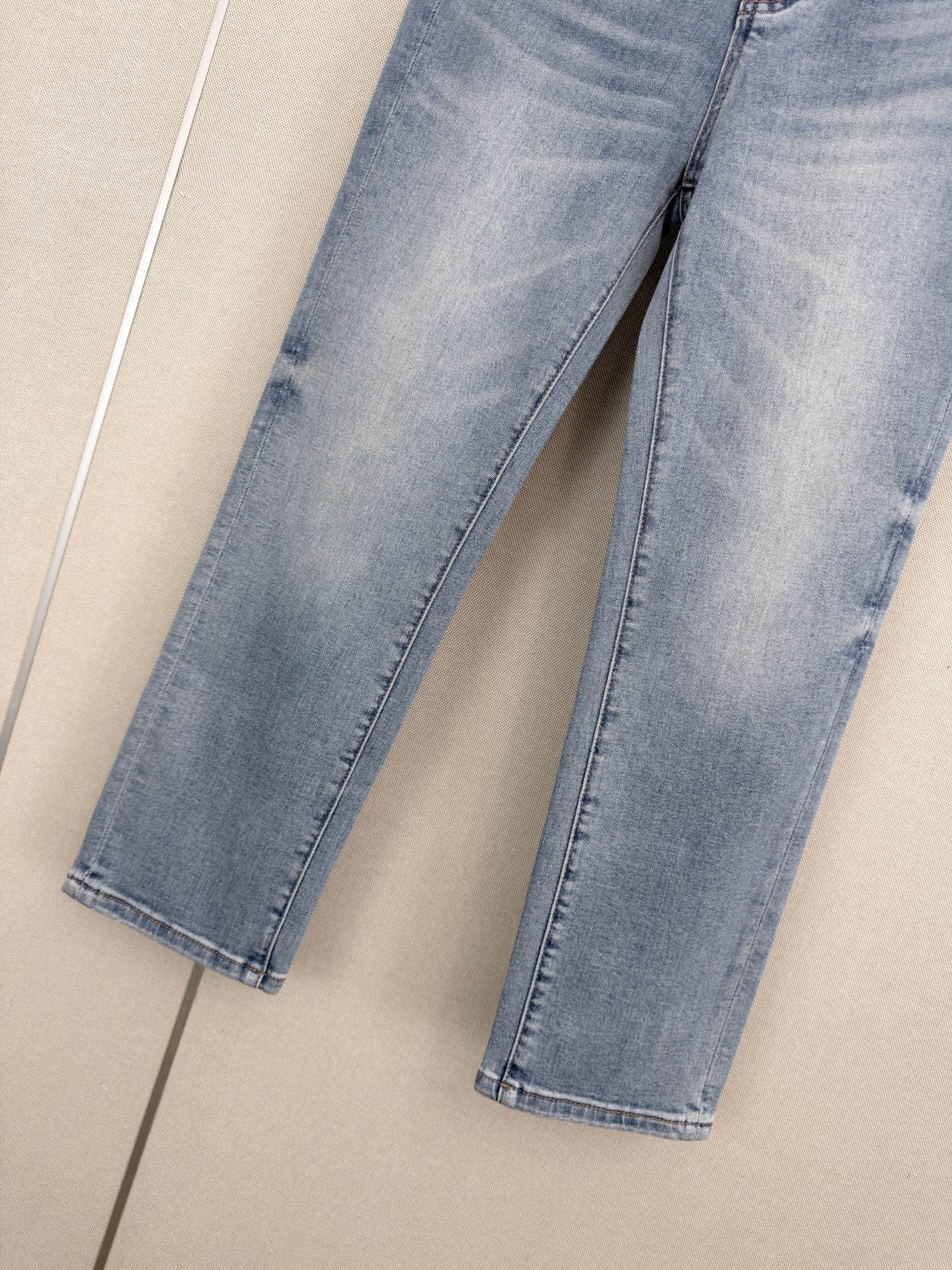 Chanel 2026 Straight-leg Jeans With Rhinestone Quilted Pockets Blue Cotton 377049