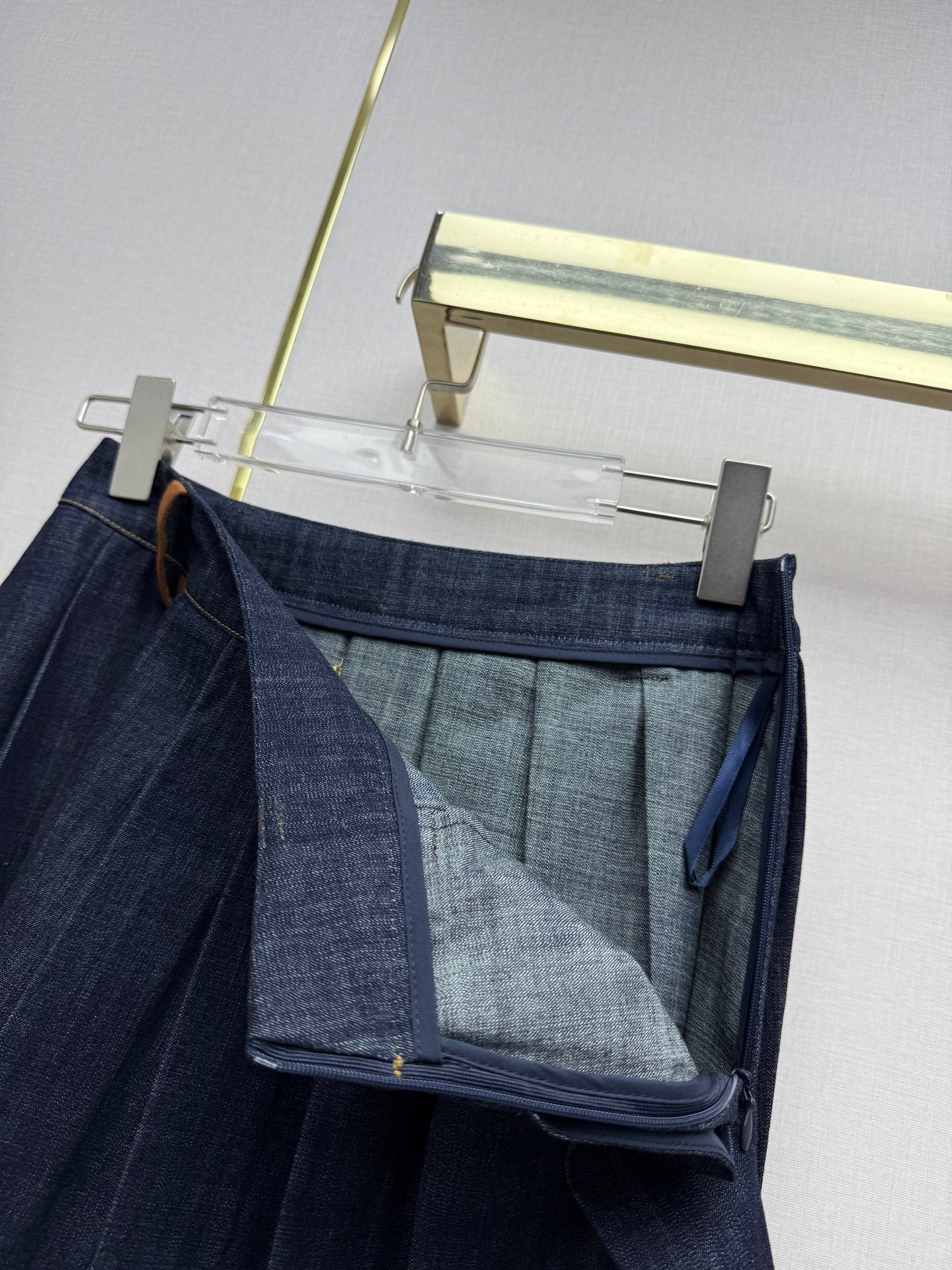 Miumiu 2026 Retro Denim Pleated Skirt Blue Cotton 351555