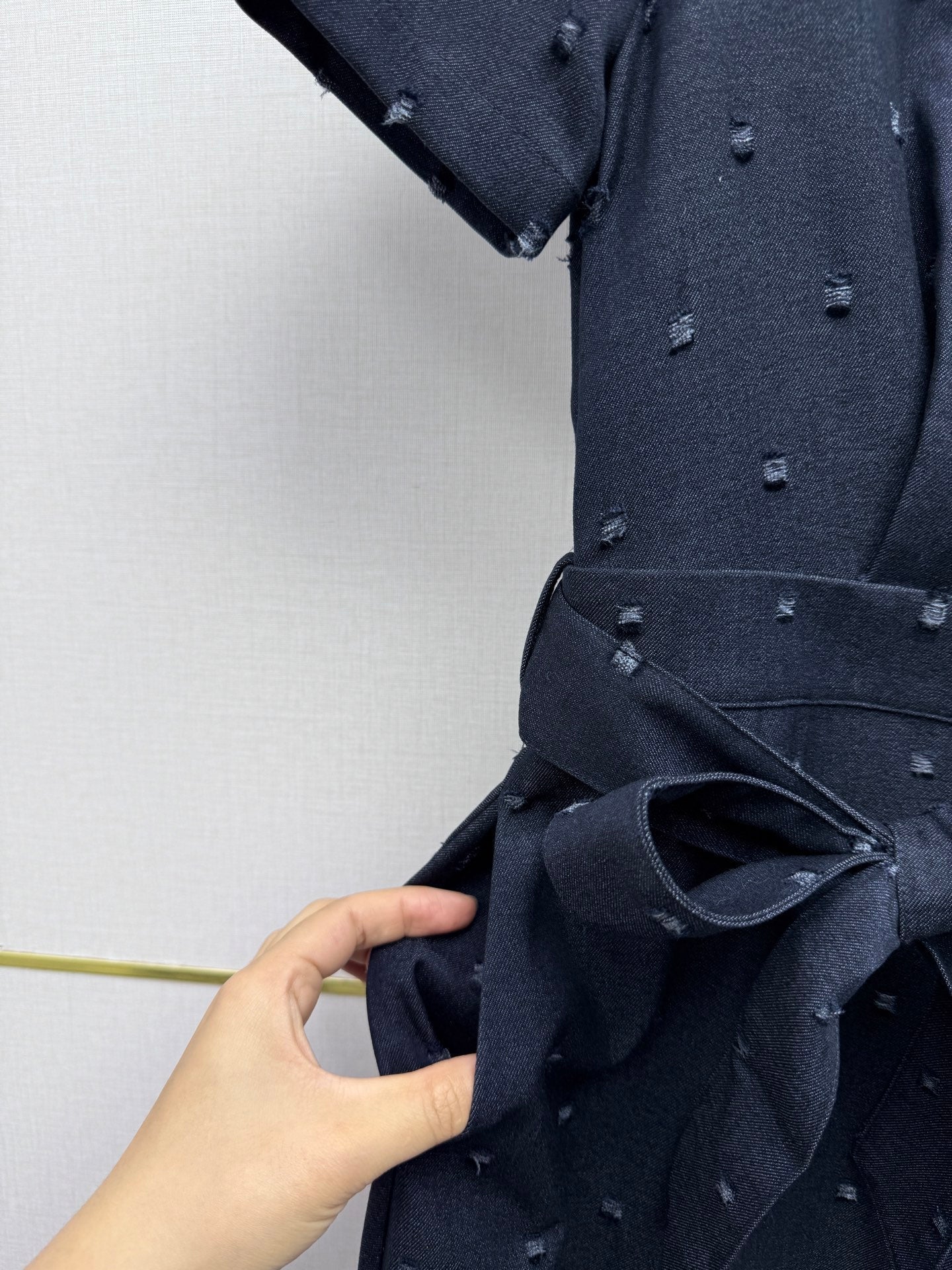 Dior 2026 Midi Shirt Dress With Belt Dark Blue Cotton 380412