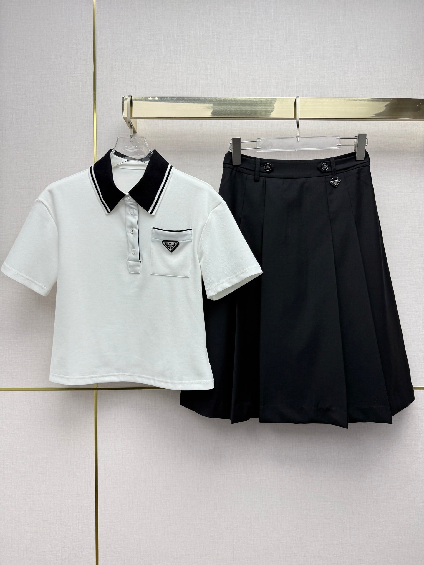 Prada 2026 Polo Shirt And Skirt Set Cotton 365048