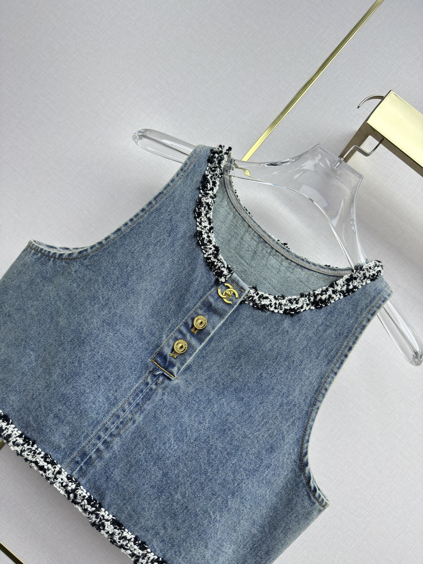 Chanel 2026 Denim Vest Light Blue Cotton 365075