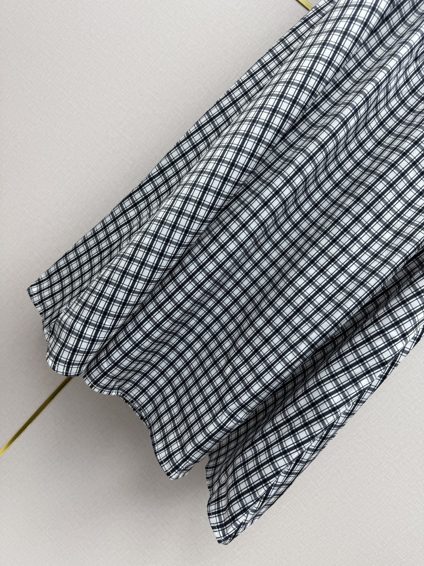 Prada 2026 Hooded Plaid Dress Black White Cotton 396904