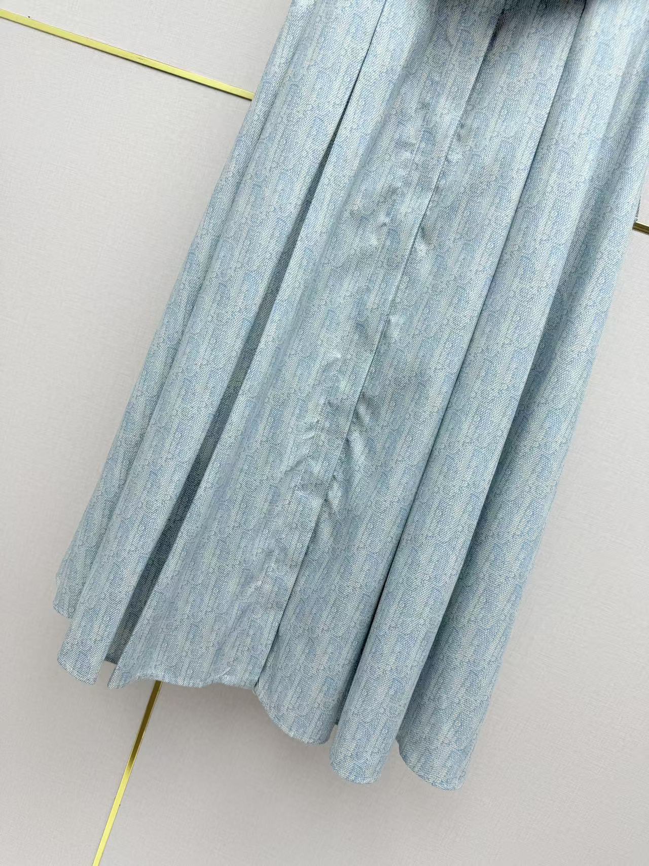 Dior 2026 Stand Collar Dress Blue Cotton 380424