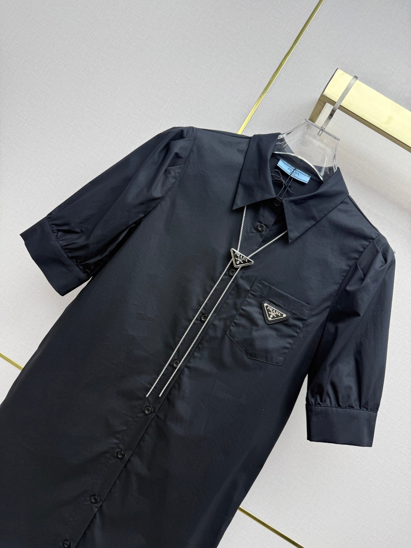 Prada 2026 Puff Sleeve Shirt Dress Cotton 396892