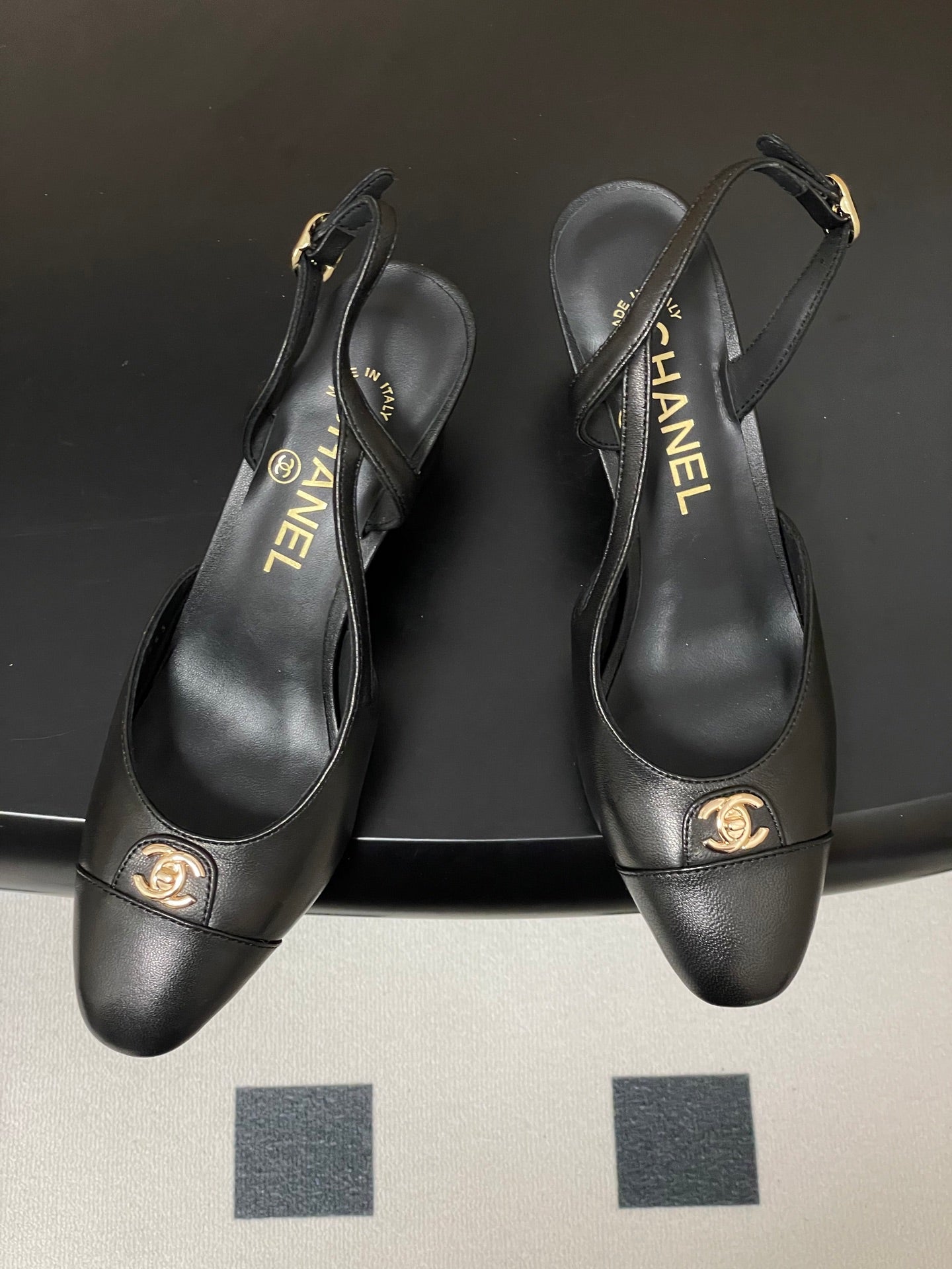 Chanel 25 Slingback 50mm Black Lambskin 473218