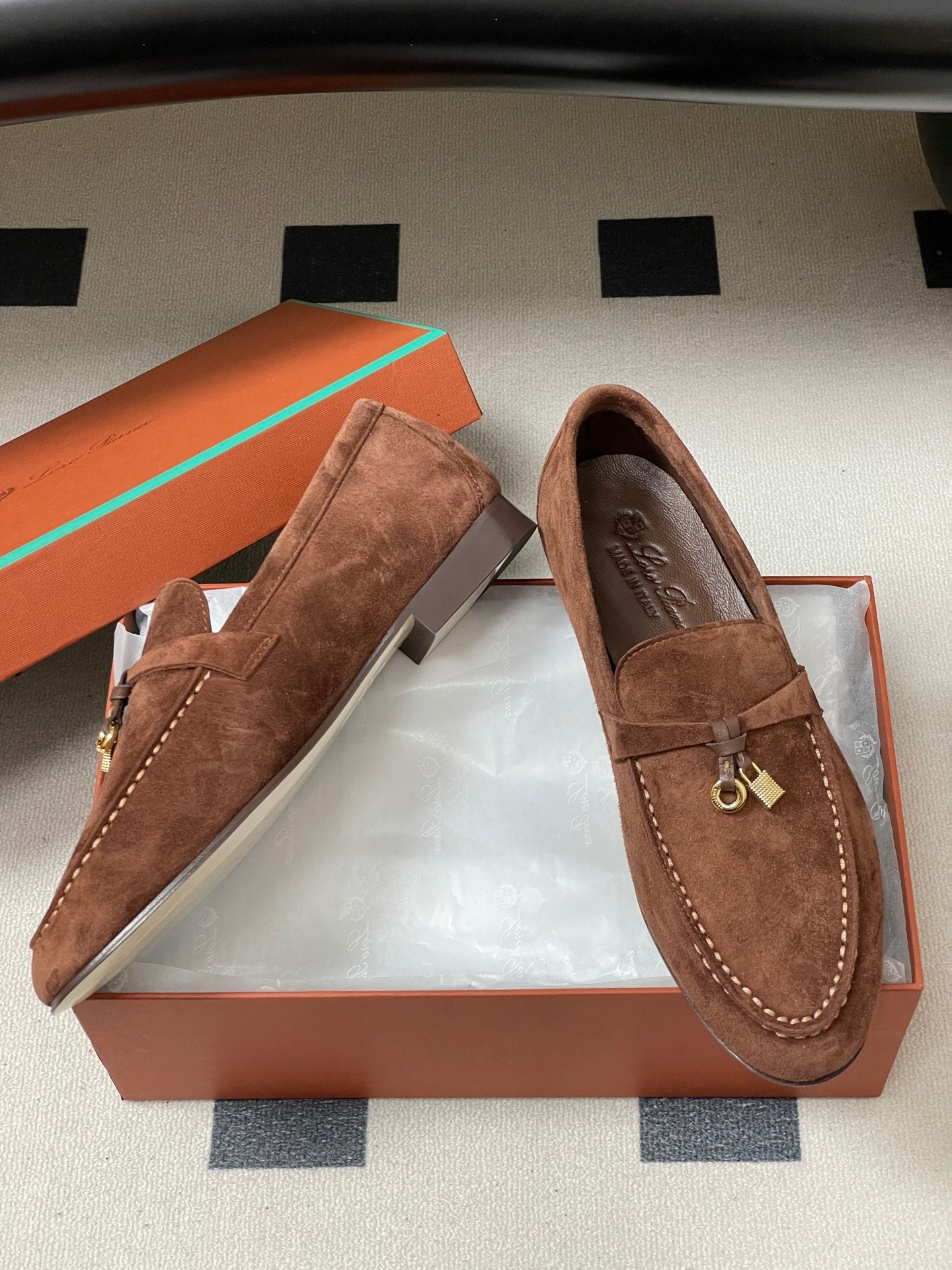 LP 26ss Summer Charms Walk Loafer Brown Gold Suede 181257